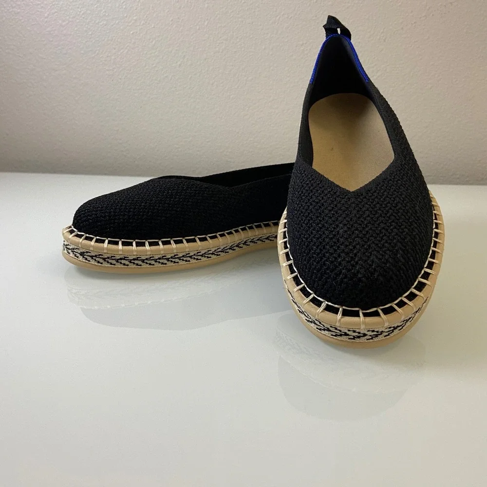 Rothys Espadrille Black Knit Slip On Women Shoes Sz 8